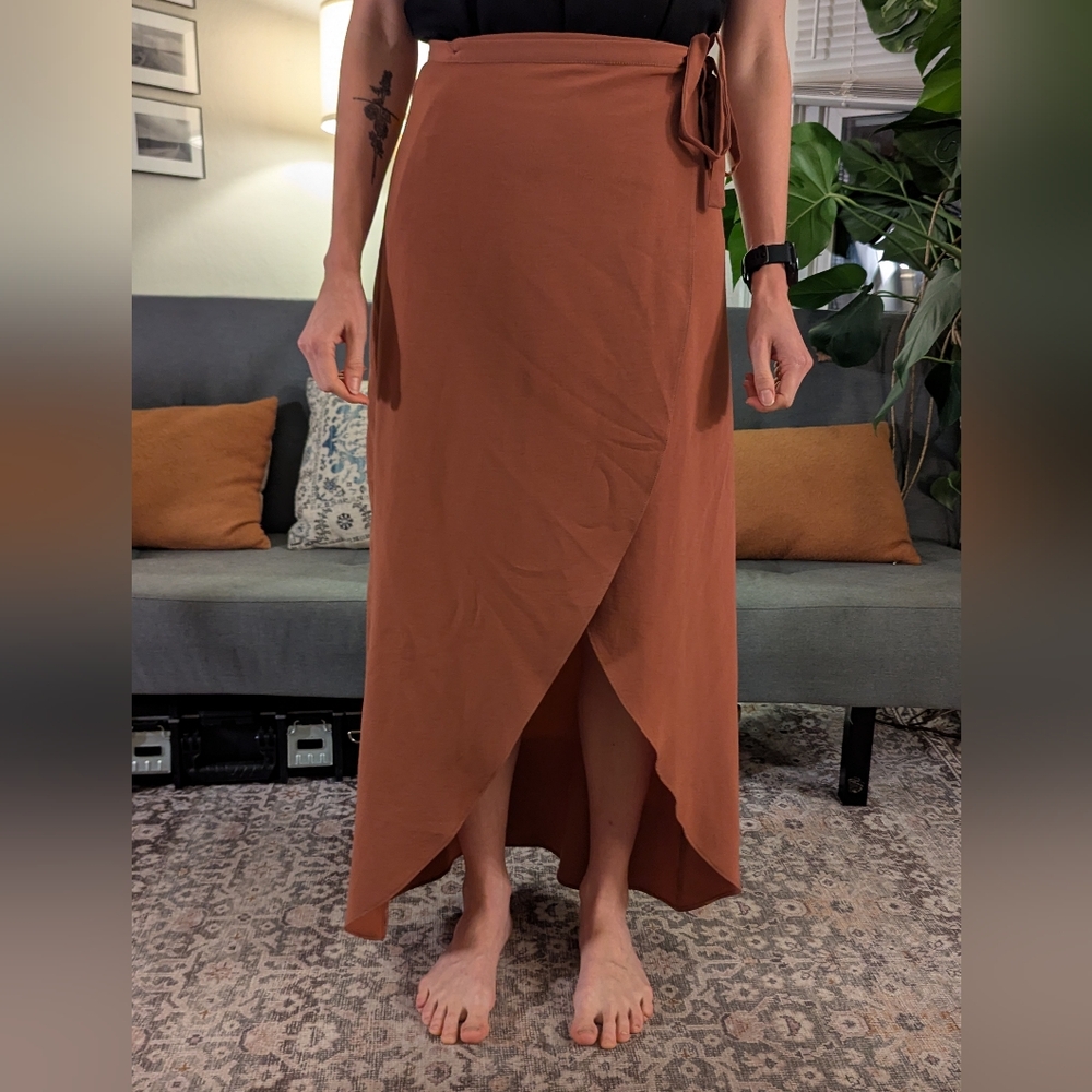 Topshop High Low Earthy Pink Wrap Skirt